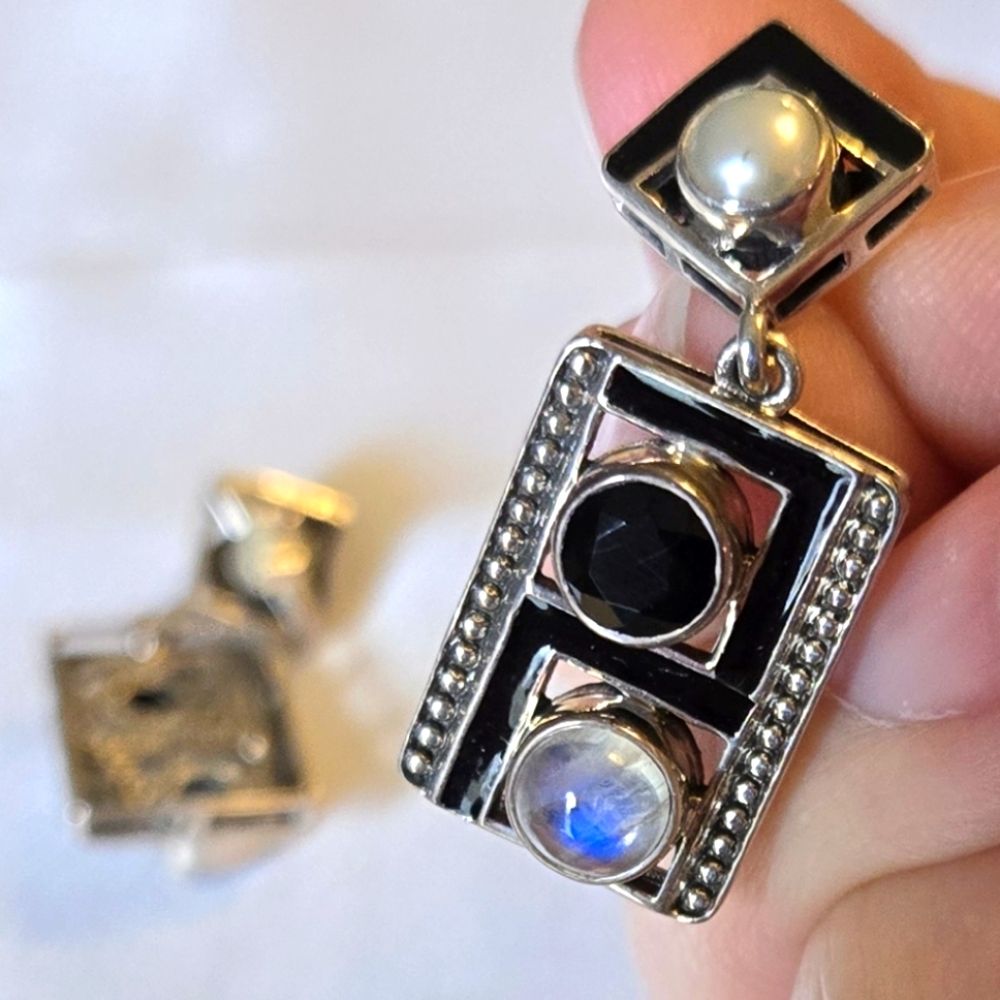 Nicky Butler Sterling Silver semi-precious gemstone post back earrings